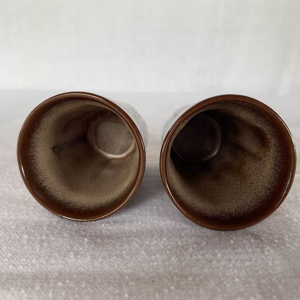 FRANKOMA Juice Glasses Tumbler Plainsman Model 90C 3" Pottery SET OF 2 Brown - Picture 3 of 8